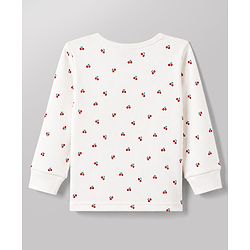 Babyhug Knit Full Sleeves Berry Printed Co-Ords Thermal Inner Wear Set with Vest -Off White