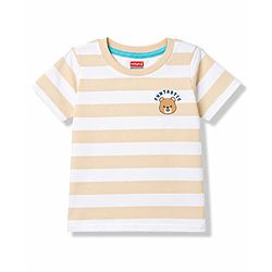 Babyhug 100% Cotton Knit Half Sleeves Striped & Animal Printed T-Shirts Pack of 3 - Light Blue Green & Beige