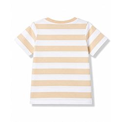 Babyhug 100% Cotton Knit Half Sleeves Striped & Animal Printed T-Shirts Pack of 3 - Light Blue Green & Beige