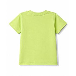 Babyhug 100% Cotton Knit Half Sleeves Striped & Animal Printed T-Shirts Pack of 3 - Light Blue Green & Beige