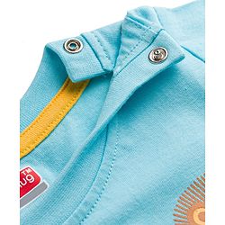 Babyhug 100% Cotton Knit Half Sleeves Striped & Animal Printed T-Shirts Pack of 3 - Light Blue Green & Beige
