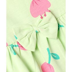 Babyhug Cotton Knit Half Sleeves Frocks with Floral Print Pack of 2 - Lemon Yellow & Pink