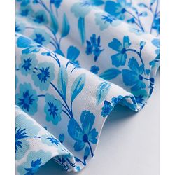 Babyhug Single Jersey Knit Sleeveless Polka Dots & Floral Printed Frocks With Bow Applique Pack Of 2 - Navy Blue & Light Blue