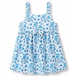 Babyhug Single Jersey Knit Sleeveless Polka Dots & Floral Printed Frocks With Bow Applique Pack Of 2 - Navy Blue & Light Blue
