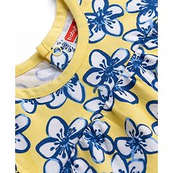 Babyhug 100% Cotton Knit Half Sleeves Floral Printed Top - Yellow