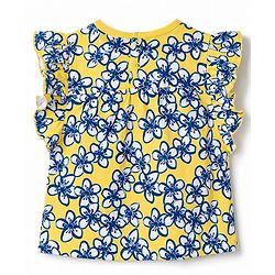 Babyhug 100% Cotton Knit Half Sleeves Floral Printed Top - Yellow