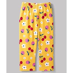 Babyhug 100% Cotton Knit Full Sleeves Co-Ords Shirt & Pyjama Night Suit with Floral & Tropical Print - Yellow