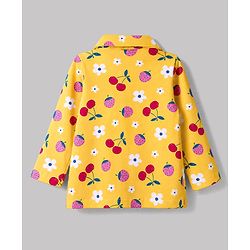 Babyhug 100% Cotton Knit Full Sleeves Co-Ords Shirt & Pyjama Night Suit with Floral & Tropical Print - Yellow