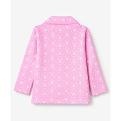 Babyhug 100% Cotton Knit Full Sleeves Co-Ords Shirt & Pyjama Night Suit with Star Print - Pink