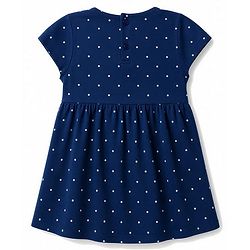 Babyhug Single Jersey Knit Half Sleeves Polka Dot & Floral Printed Frock With Bow Applique Pack of 2 - Pink & Navy Blue
