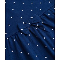 Babyhug Single Jersey Knit Half Sleeves Polka Dot & Floral Printed Frock With Bow Applique Pack of 2 - Pink & Navy Blue