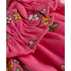 Babyhug 100% Cotton Knit Sleeveless Floral Printed Top - Dark Pink