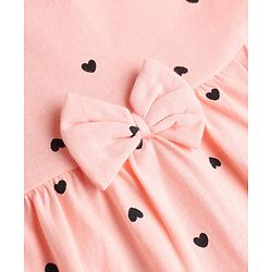 Babyhug Single Jersey Knit Half Sleeves Frock With Hearts & Daddy' Girl Print Pack Of 2 - Red & Peach