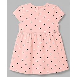 Babyhug Single Jersey Knit Half Sleeves Frock With Hearts & Daddy' Girl Print Pack Of 2 - Red & Peach