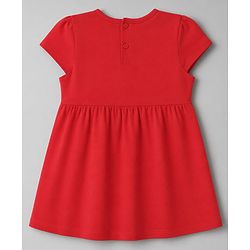 Babyhug Single Jersey Knit Half Sleeves Frock With Hearts & Daddy' Girl Print Pack Of 2 - Red & Peach