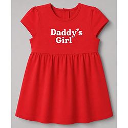 Babyhug Single Jersey Knit Half Sleeves Frock With Hearts & Daddy' Girl Print Pack Of 2 - Red & Peach