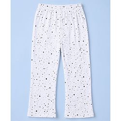 Babyhug 100% Cotton Knit Full Sleeves Front Open Co-Ords Doted Printed Shirt & Pajama Night Suit - White