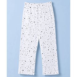 Babyhug 100% Cotton Knit Full Sleeves Front Open Co-Ords Doted Printed Shirt & Pajama Night Suit - White