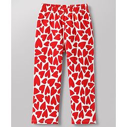 Babyhug 100% Cotton Knit Full Sleeves Co-Ords Shirt & Pyjama Night Suit with Heart Print - Red