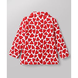 Babyhug 100% Cotton Knit Full Sleeves Co-Ords Shirt & Pyjama Night Suit with Heart Print - Red
