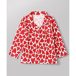 Babyhug 100% Cotton Knit Full Sleeves Co-Ords Shirt & Pyjama Night Suit with Heart Print - Red