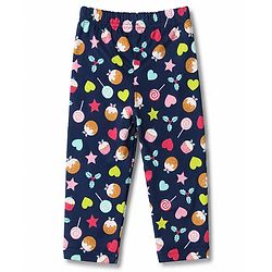 Babyhug 100% Cotton Knit Full Sleeves Shirt & Pyjama Night Suit with Cup Cake Print - Navy Blue