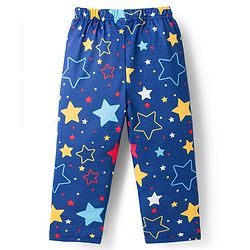 Babyhug 100% Cotton Knit Full Sleeves Co-Ords Shirt & Pajama Night Suit Star Print - Navy