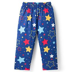 Babyhug 100% Cotton Knit Full Sleeves Co-Ords Shirt & Pajama Night Suit Star Print - Navy