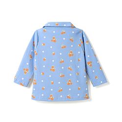 Babyhug 100% Cotton Knit Full Sleeves Shirt & Pyjama Night Suit with Tropical Theme Print - Blue