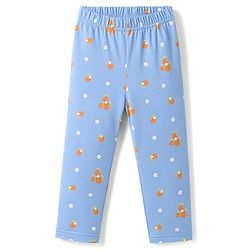 Babyhug 100% Cotton Knit Full Sleeves Shirt & Pyjama Night Suit with Tropical Theme Print - Blue