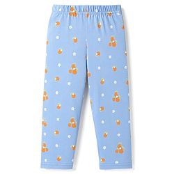 Babyhug 100% Cotton Knit Full Sleeves Shirt & Pyjama Night Suit with Tropical Theme Print - Blue