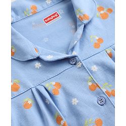 Babyhug 100% Cotton Knit Full Sleeves Shirt & Pyjama Night Suit with Tropical Theme Print - Blue