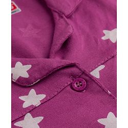 Babyhug 100% Cotton Knit Full Sleeves Co-Ords Shirt & Pyjama Night Suit with Star Print - Purple