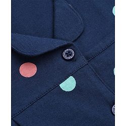 Babyhug 100% Cotton Knit Half Sleeves Co-Ords Shirt & Pyjama Night Suit with Polka Dots & Fruits Print - Navy Blue