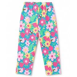 Babyhug 100% Cotton Knit Half Sleeves Co-Ords Shirt & Pyjama Night Suit with Floral Print - Dark Pink