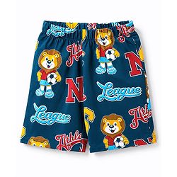 Babyhug 100% Cotton Knit Half Sleeves Lion & Bear Printed Co-Ords T-shirt & Shorts Night Suit - Navy Blue