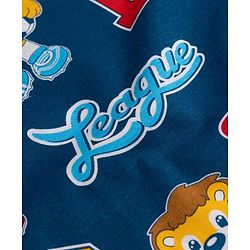 Babyhug 100% Cotton Knit Half Sleeves Lion & Bear Printed Co-Ords T-shirt & Shorts Night Suit - Navy Blue