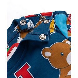 Babyhug 100% Cotton Knit Half Sleeves Lion & Bear Printed Co-Ords T-shirt & Shorts Night Suit - Navy Blue