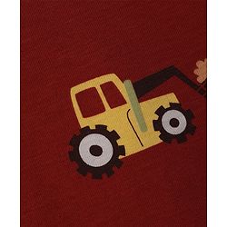 Babyhug Cotton Knit Half Sleeves T-Shirt & Shorts Night Suit With Vehicle Print - Maroon