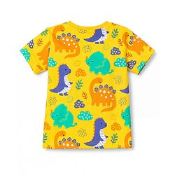 Babyhug 100% Cotton Knit Half Sleeves Dino Printed Co-Ords T-Shirt & Shorts Night Suit - Yellow