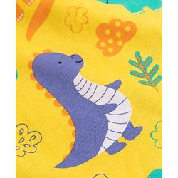 Babyhug 100% Cotton Knit Half Sleeves Dino Printed Co-Ords T-Shirt & Shorts Night Suit - Yellow