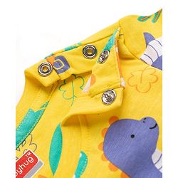 Babyhug 100% Cotton Knit Half Sleeves Dino Printed Co-Ords T-Shirt & Shorts Night Suit - Yellow