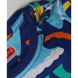 Babyhug 100% Cotton Knit Half Sleeves Beach Theme Printed Co-Ords T-Shirt & Shorts Night Suit - Navy Blue
