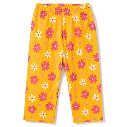 Babyhug 100% Cotton Knit Half Sleeves Floral Printed T-Shirt & Pyjama Night Suit - Yellow
