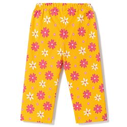 Babyhug 100% Cotton Knit Half Sleeves Floral Printed T-Shirt & Pyjama Night Suit - Yellow