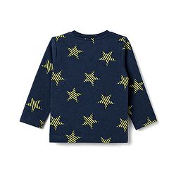 Babyhug 100% Cotton Knit Full Sleeves Star Printed Co-Ords T-Shirt & Pyjama Night Suit - Navy Blue