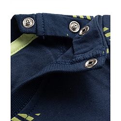 Babyhug 100% Cotton Knit Full Sleeves Star Printed Co-Ords T-Shirt & Pyjama Night Suit - Navy Blue
