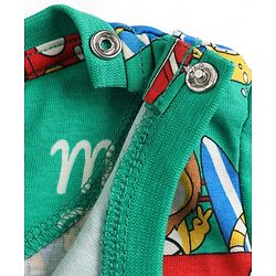 Babyhug 100% Cotton Knit Half Sleeves Animal & Nautical Theme Printed Co-Ords T-Shirt & Shorts Night Suit - Green