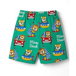 Babyhug 100% Cotton Knit Half Sleeves Animal & Nautical Theme Printed Co-Ords T-Shirt & Shorts Night Suit - Green