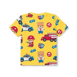 Babyhug 100% Cotton Knit Half Sleeves Emergency Vehicles & Bear Printed Co-Ords T-Shirt & Shorts Night Suit - Yellow